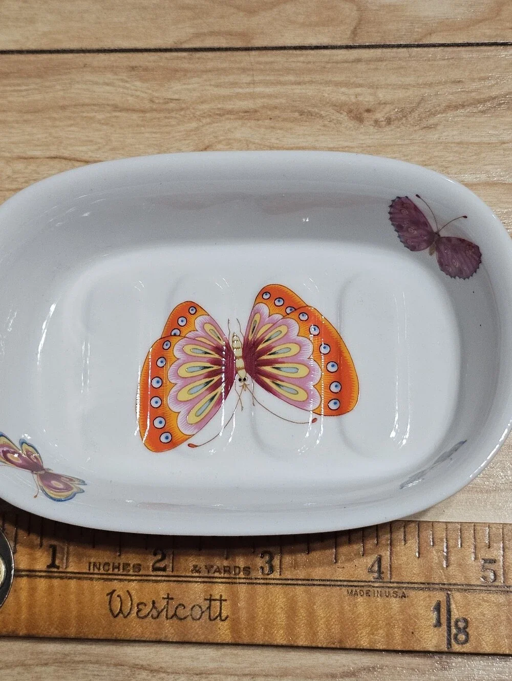 Counterpoint San Francisco Butterfly Bath Set 3pc Porcelain Multicolor Vintage